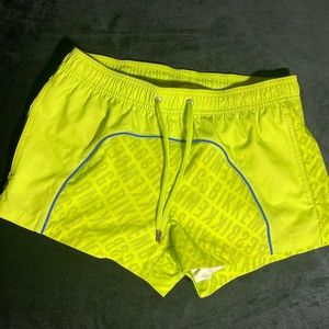 Neon Green Bikkembergs Super Short Swim Shorts, L